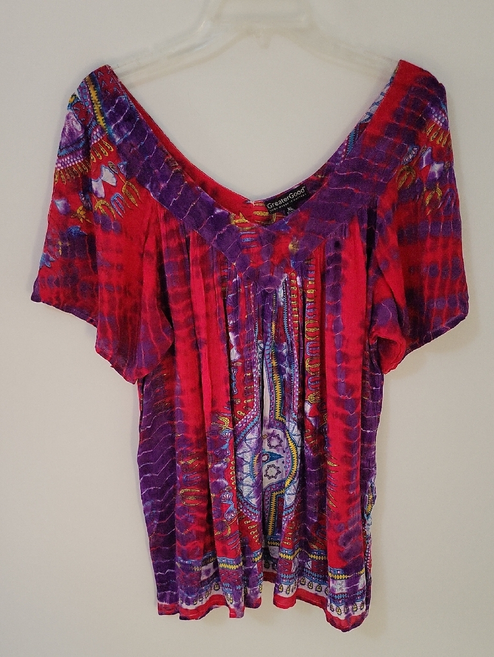 Greater Good Boho Tie-Dye Flowy Festival Tunic, Size X-Large